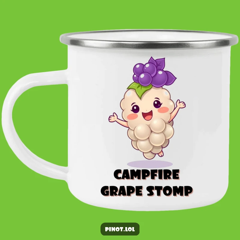 Funny Grape Camping Mug: Dance Under Stars, Cheerful Fruit, Perfect Campfire Funny Gift