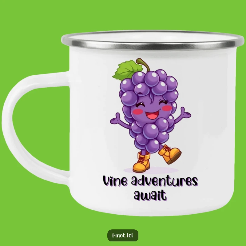 Funny Grapes Hop Camping Mug: Adventure Fuelled by a Cheerful Character!