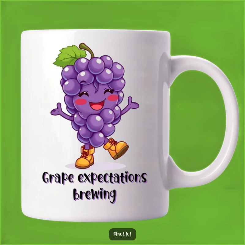 Funny Smiling Grapes Hop Mug: Adorable Fruit Character with Boots, Perfect Gift!