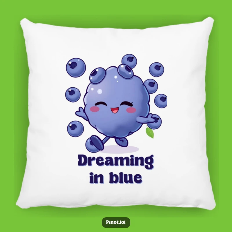 Funny Blueberries Skip Pillow: Snuggle Up with a Cheerful Berry Friend!