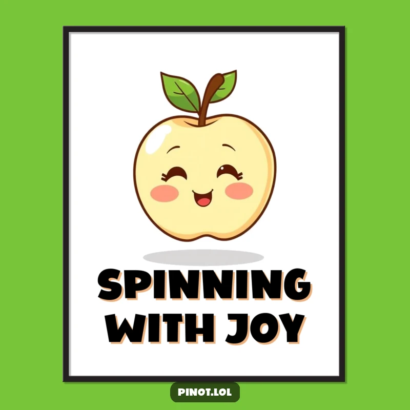 Funny Blushing Apple Digital Art - Instant Joy with a Spinning Character