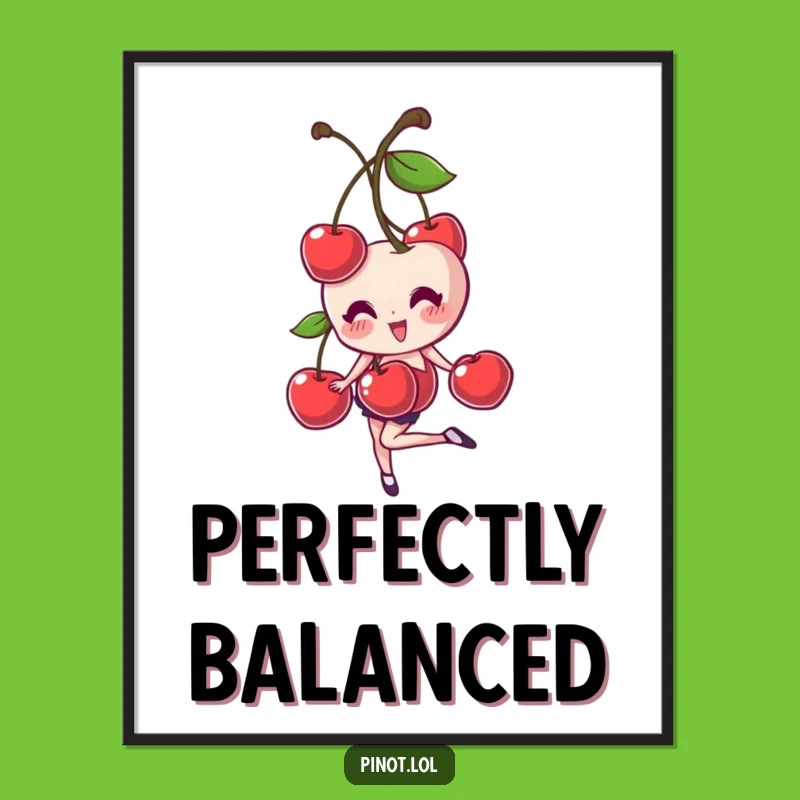 Funny Cherries Balance Digital Art: Instant Cheer with Balanced Fruit!