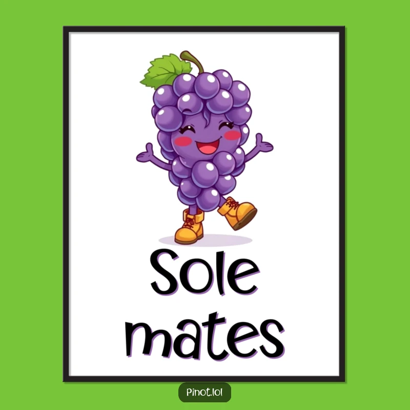 Funny Grapes Hop Digital Art: Instant Joy with a Cheerful Character!