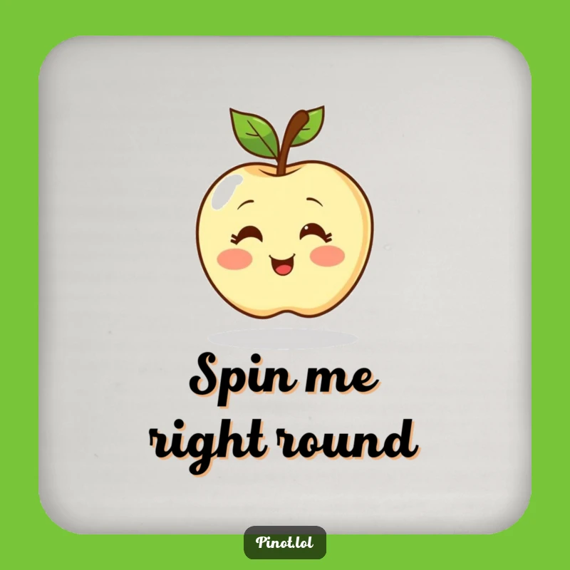Funny Blushing Apple Coaster - Protect Surfaces with a Spinning Character