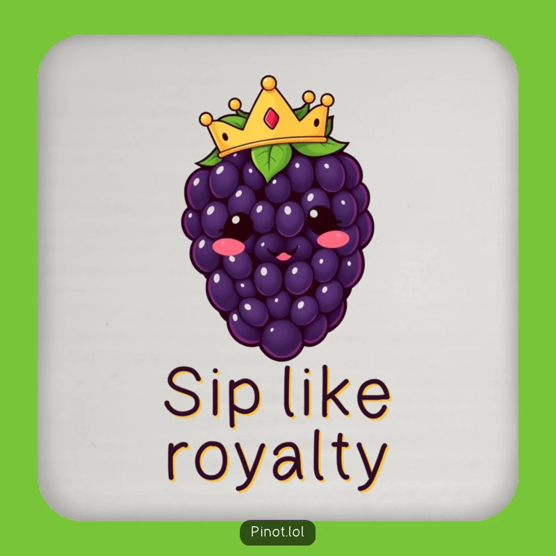 Funny Kawaii Blackberry Crown Coasters (Set of 4) - Royal Protection & Funny Gift