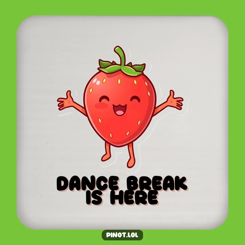 Funny Strawberry Dance Coasters: Protect Surfaces with Cheesy Fruit Art!