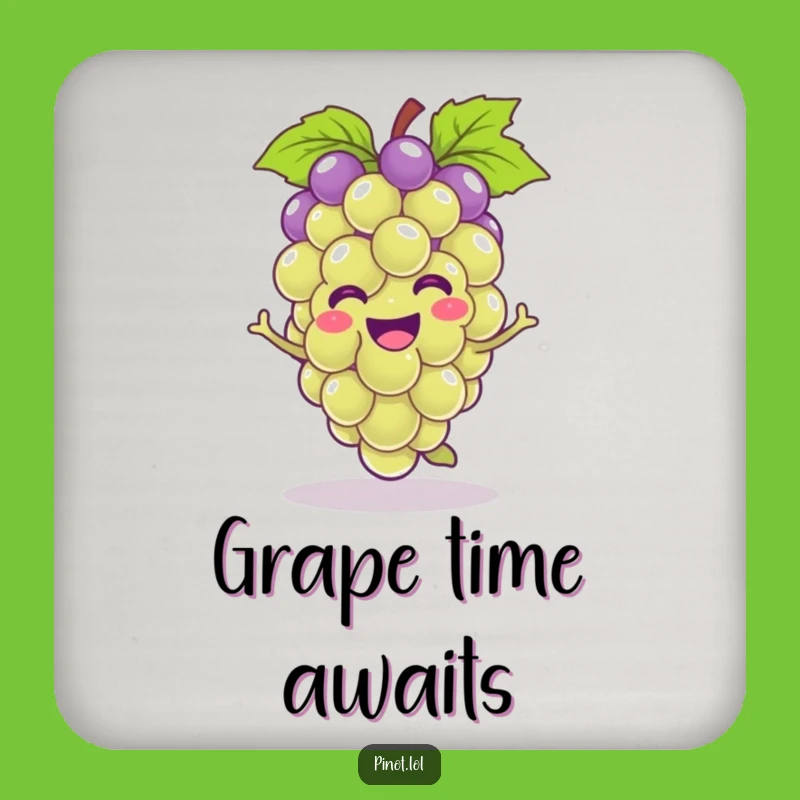Funny Kawaii Grape Hop Coasters (Set of 4) - Protect Surfaces with Funny Fruit Art