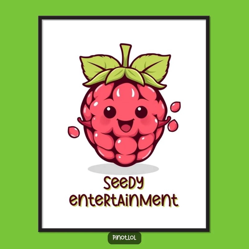 Funny Kawaii Raspberry Juggling Poster - Skillful Art & Funny Gift Idea