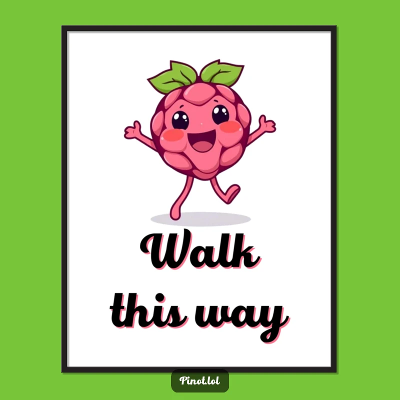 Funny Raspberry Silly Walk Poster: Vibrant Wall Art of a Quirky Berry!