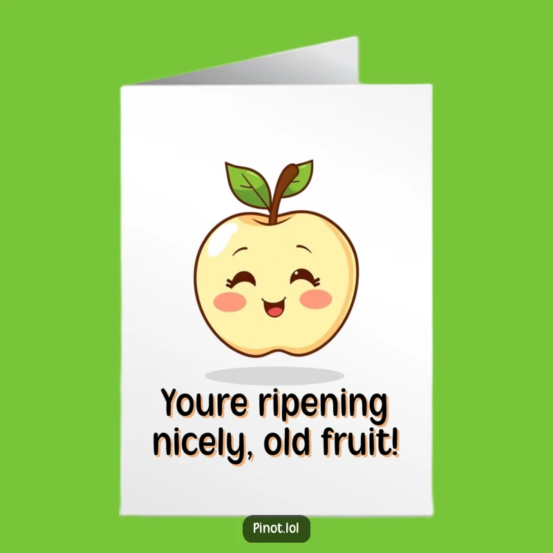 Free Printable Birthday Card: Funny Blushing Apple Spinning with Joy!