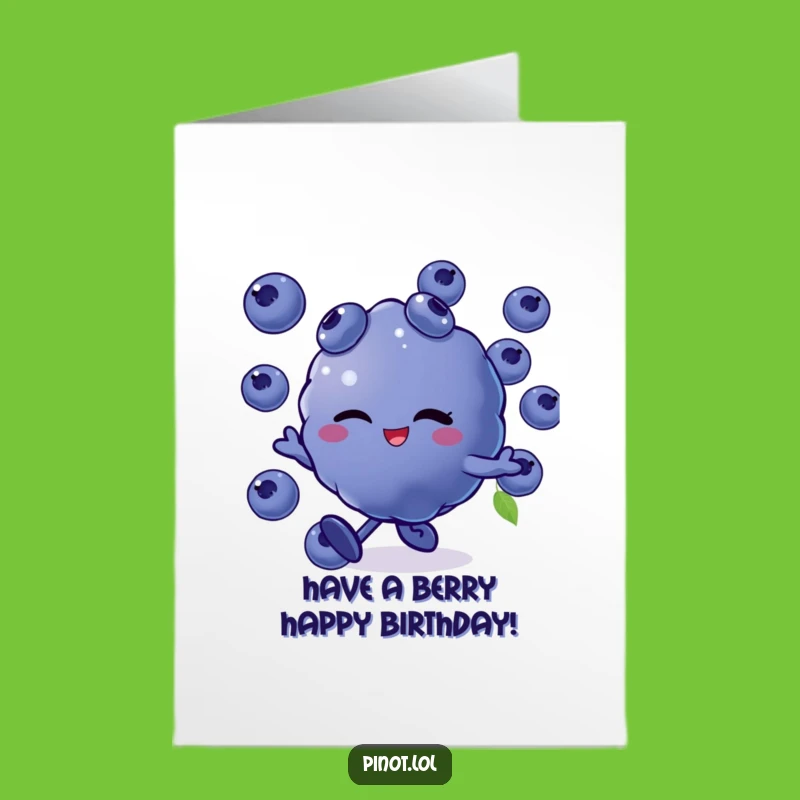 Free Printable Birthday Card: Winking Blueberry Skip, Funny Downloadable Gift