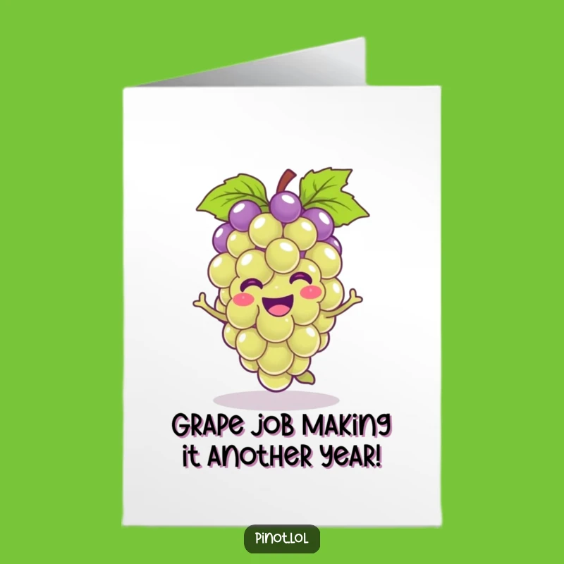 Free Printable Kawaii Grape Hop Birthday Card: Funny Downloadable Gift for Fruit Lovers