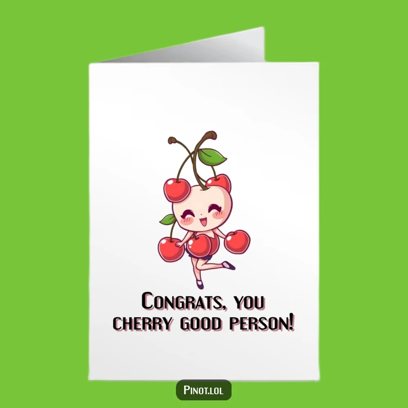 Free Printable Congrats Card: Cherry Balance, Giggling Fun, Downloadable Celebration