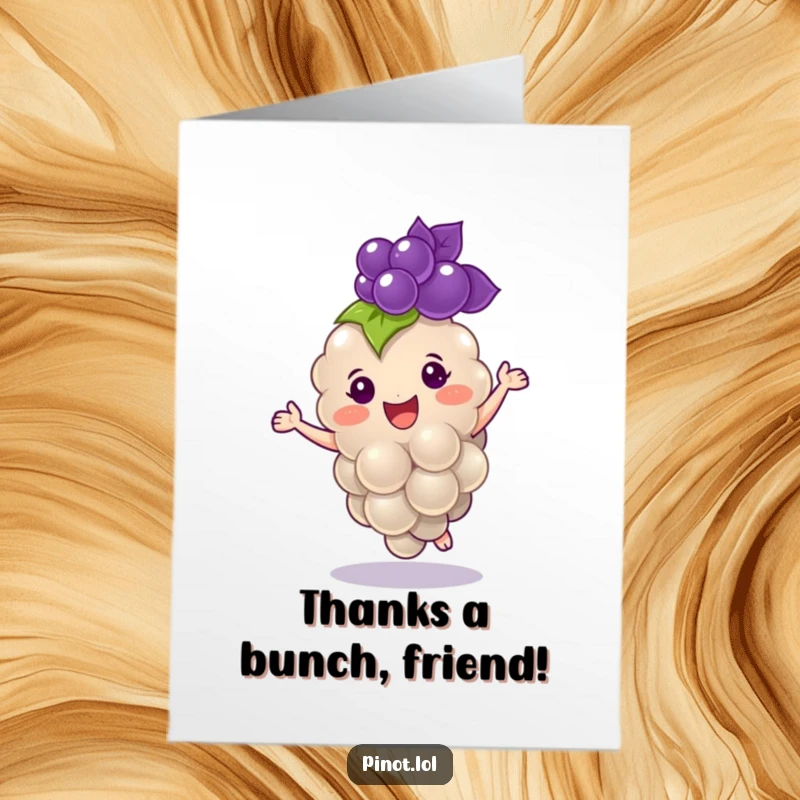 Funny Free Printable Thank You Card with a cheerful grape dancing, perfect for expressing sincere thanks.