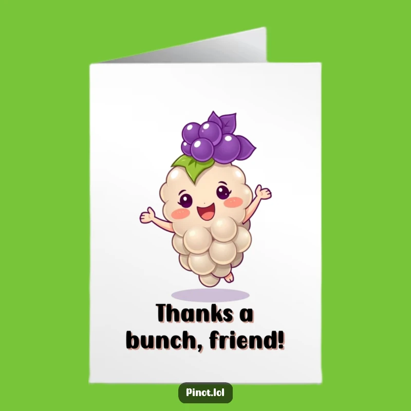 Free Printable Grape Thank You Card: Funny Dancing Grape Downloadable Gift for Gratitude