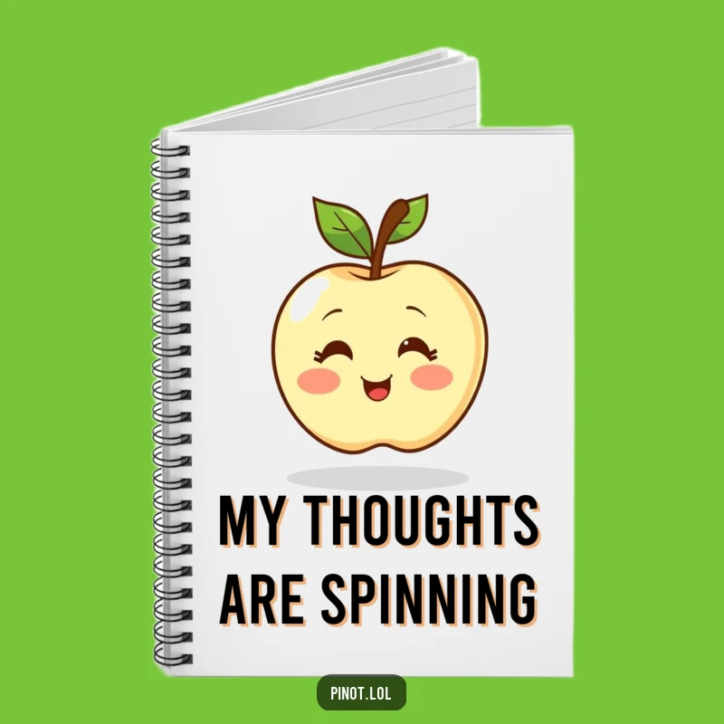 Funny Blushing Apple Notebook - Jot Down Ideas with a Cheerful Spinning Design