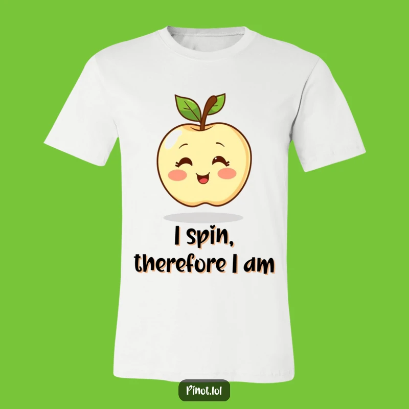 Funny Blushing Apple T-Shirt - Cute Character Doing a Happy Spin