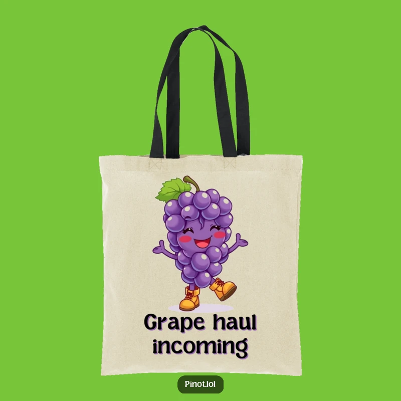 Funny Grapes Hop Tote Bag: Carry Your Essentials with a Cheerful Character!